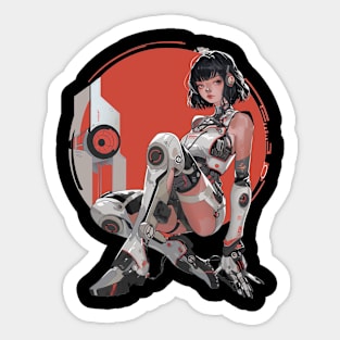 Android Girl Cybernetic Sci Fi Art Sticker